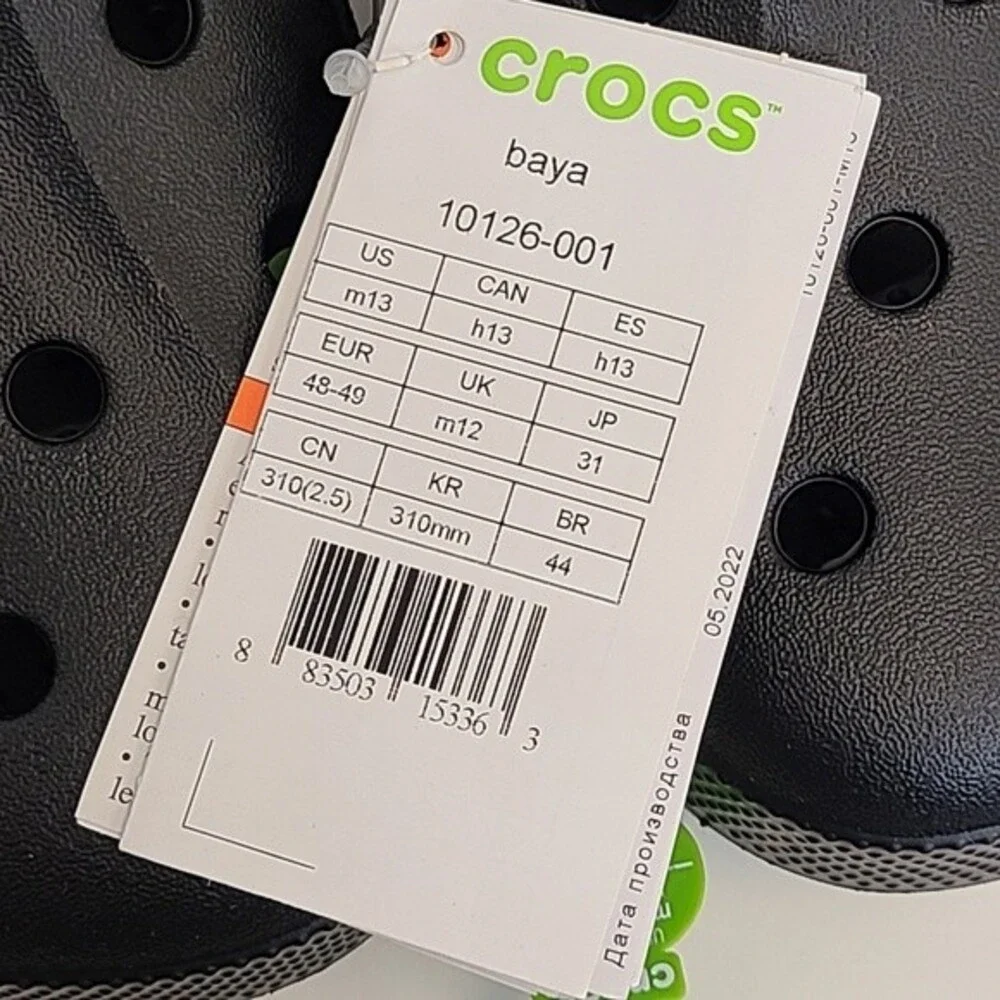 NWT Crocs Mens Black Baya Clog 13